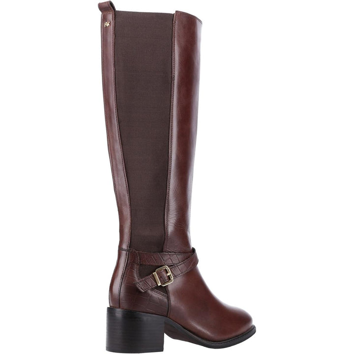 Dune Tildings Strap Detail High Leg Boot Brown Leather