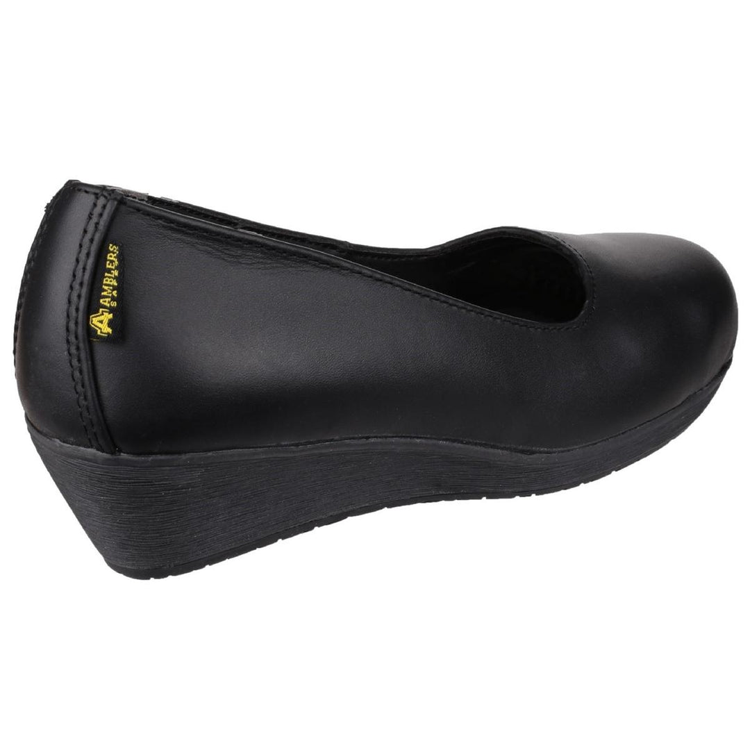 Amblers Safety FS107 Antibacterial Memory Foam Slip on Wedged Safety Court Shoe Black