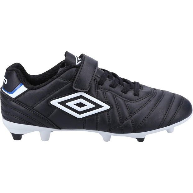 Umbro Speciali Liga Firm Ground Jnr Velcro Football Boot Black/White