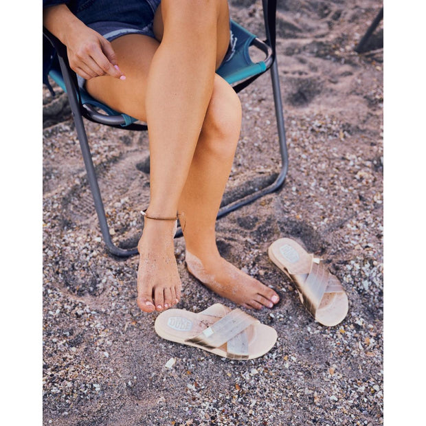 HEYDUDE Christi Slide Distressed Sandal Metallic