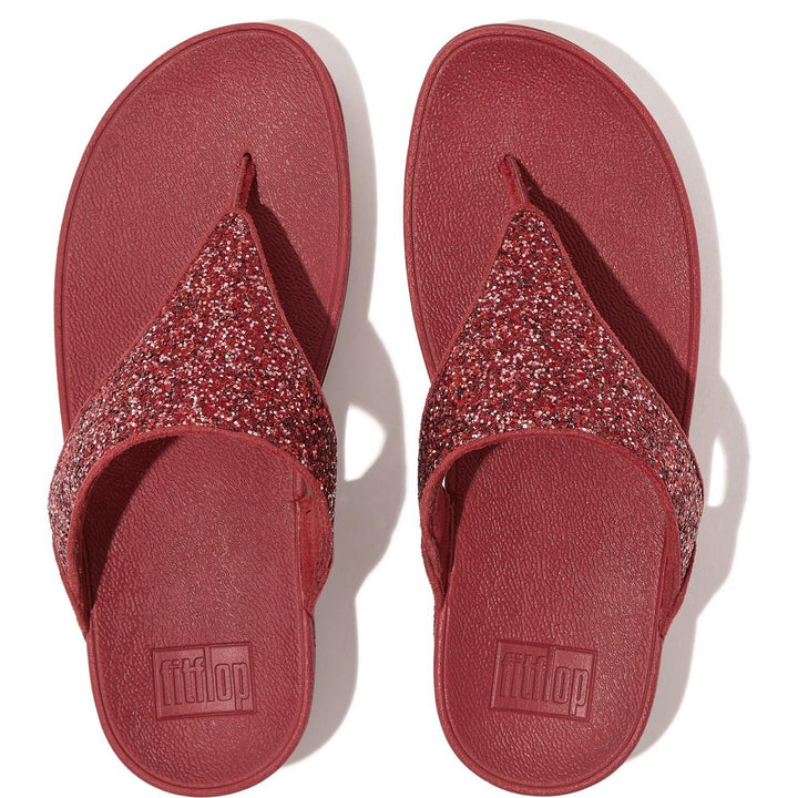 Fitflop Lulu Glitter Toe-Post Sandals Dusky Red