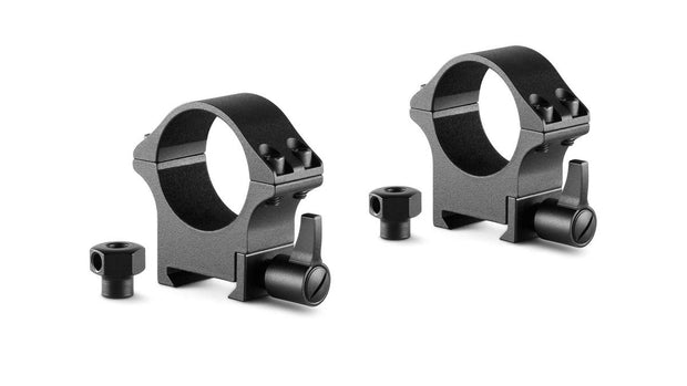 Hawke Pro Steel Ring Mounts~ 30mm, Med, with Lever (fitted) and Nut Mounts