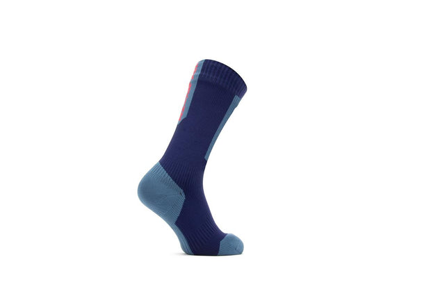 Sealskinz Runton Waterproof Cold Weather Mid Length Sock with Hydrostop Navy Blue/Red Unisex SOCK