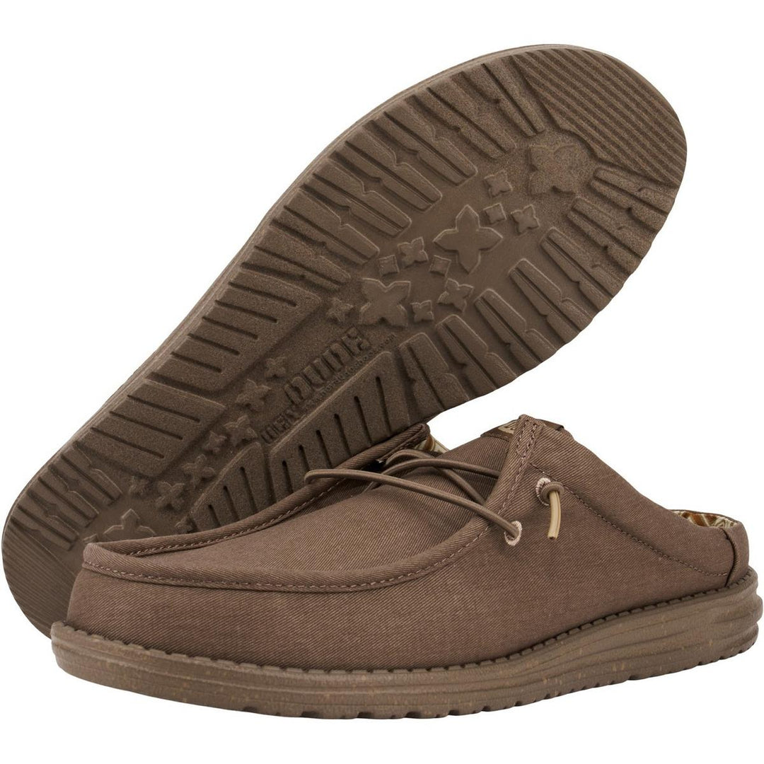 HEYDUDE Wally Slip Canvas Mule Walnut