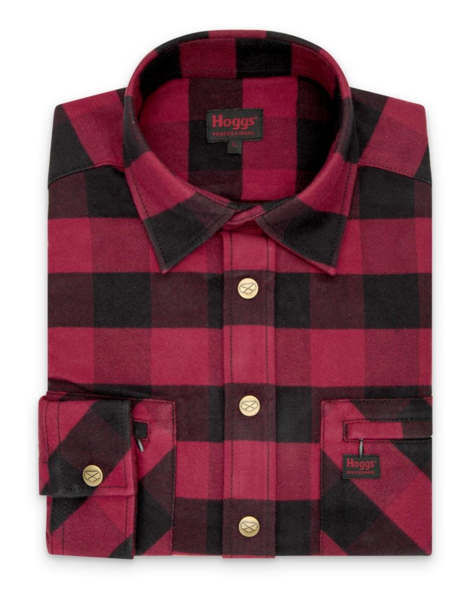Hoggs of Fife Tentsmuir Heavyweight Flannel Shirt Red/Black Check S