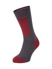Sealskinz Runton Waterproof Cold Weather Mid Length Sock with Hydrostop Grey/Red/White Unisex SOCK