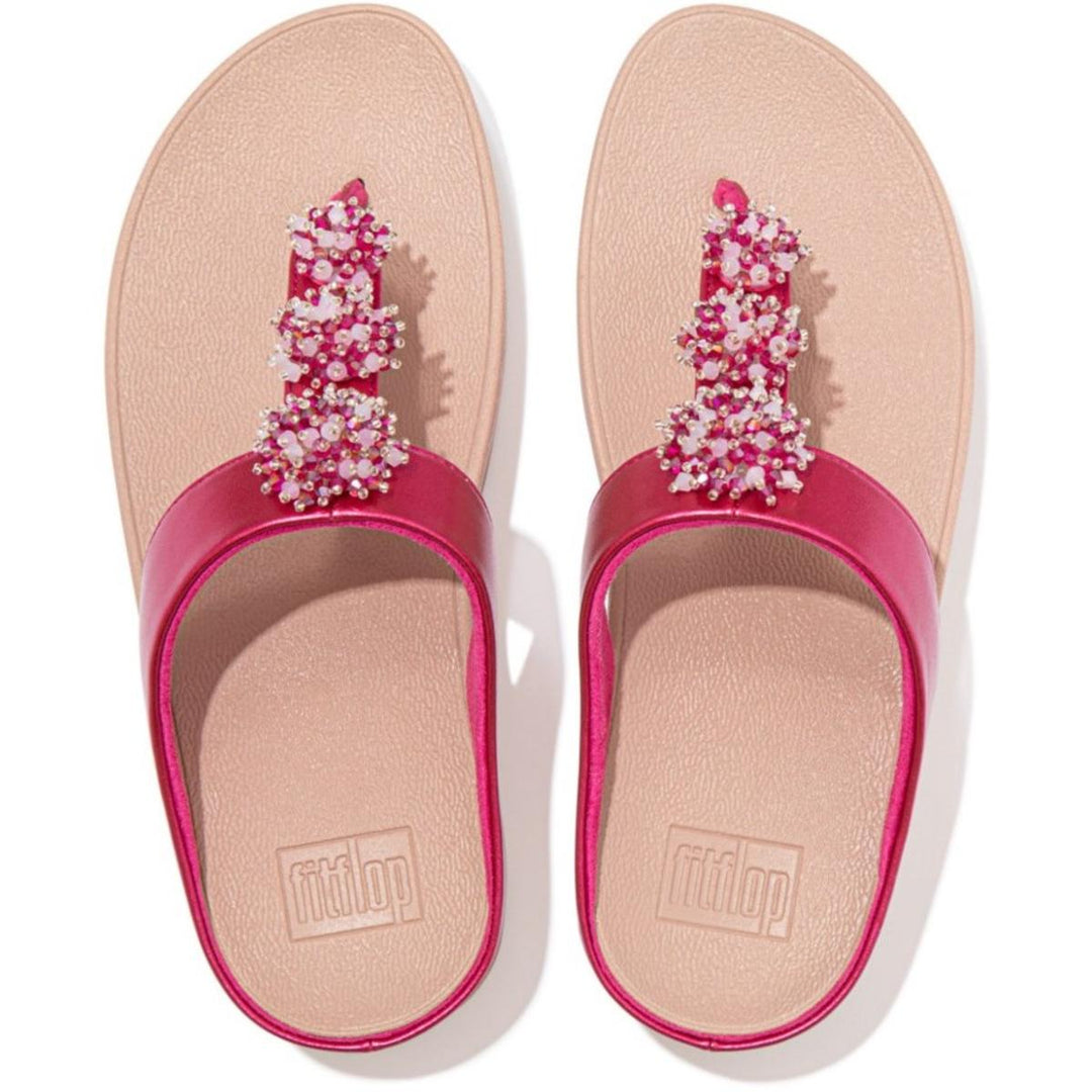 Fit Flop Fino Bead-Cluster Toe-Post Sandals Fuchsia Rose