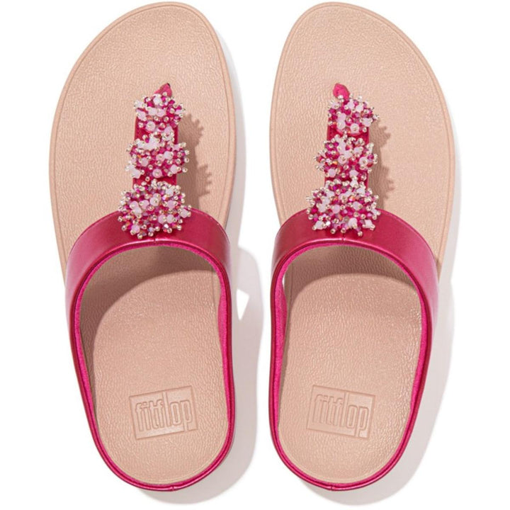 Fit Flop Fino Bead-Cluster Toe-Post Sandals Fuchsia Rose