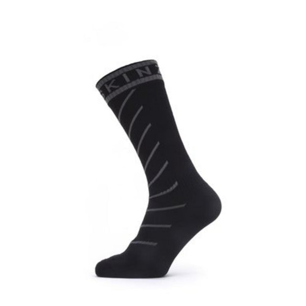Sealskinz Scoulton Waterproof Warm Weather Mid Length Sock with Hydrostop Black/Grey Unisex SOCK