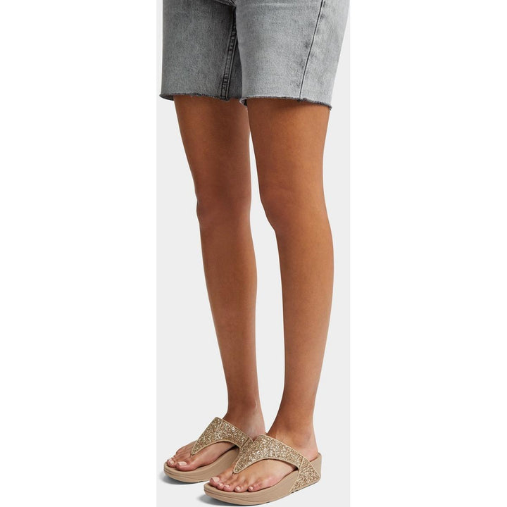 Fitflop Lulu Glitter Toe-Post Sandals Latte Beige