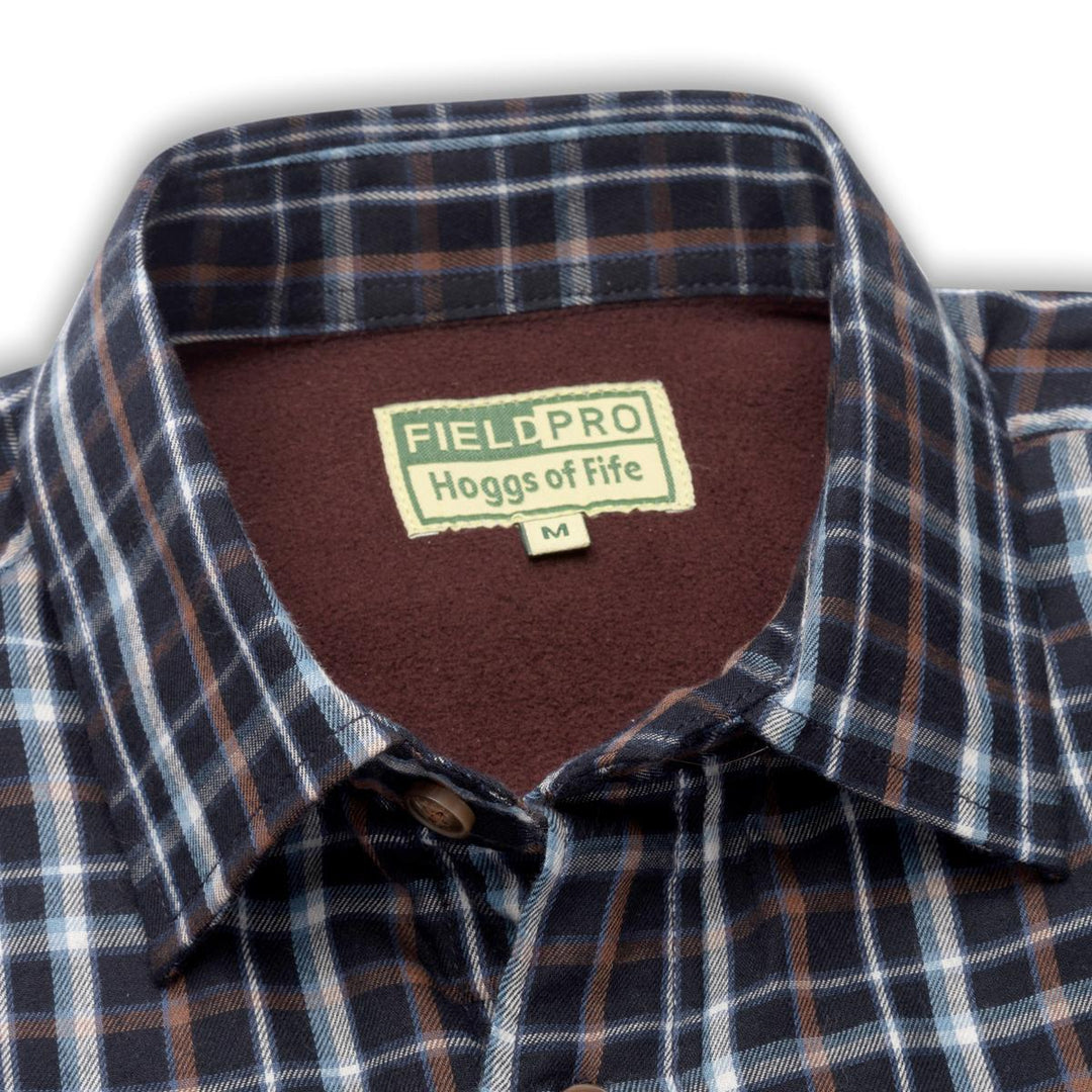 Hoggs of Fife Bark Fleece Lined Shirt Navy/Brown