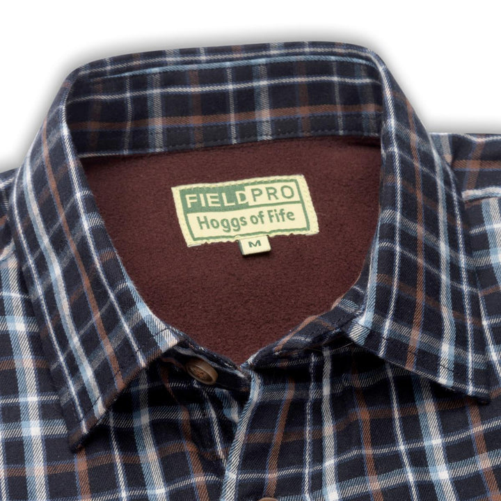 Hoggs of Fife Bark Fleece Lined Shirt Navy/Brown