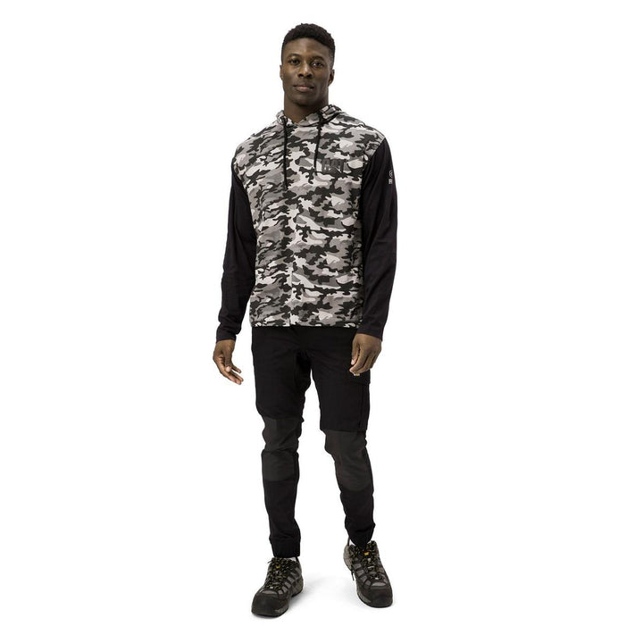 Caterpillar Hooded Long Sleeve Tee Stone