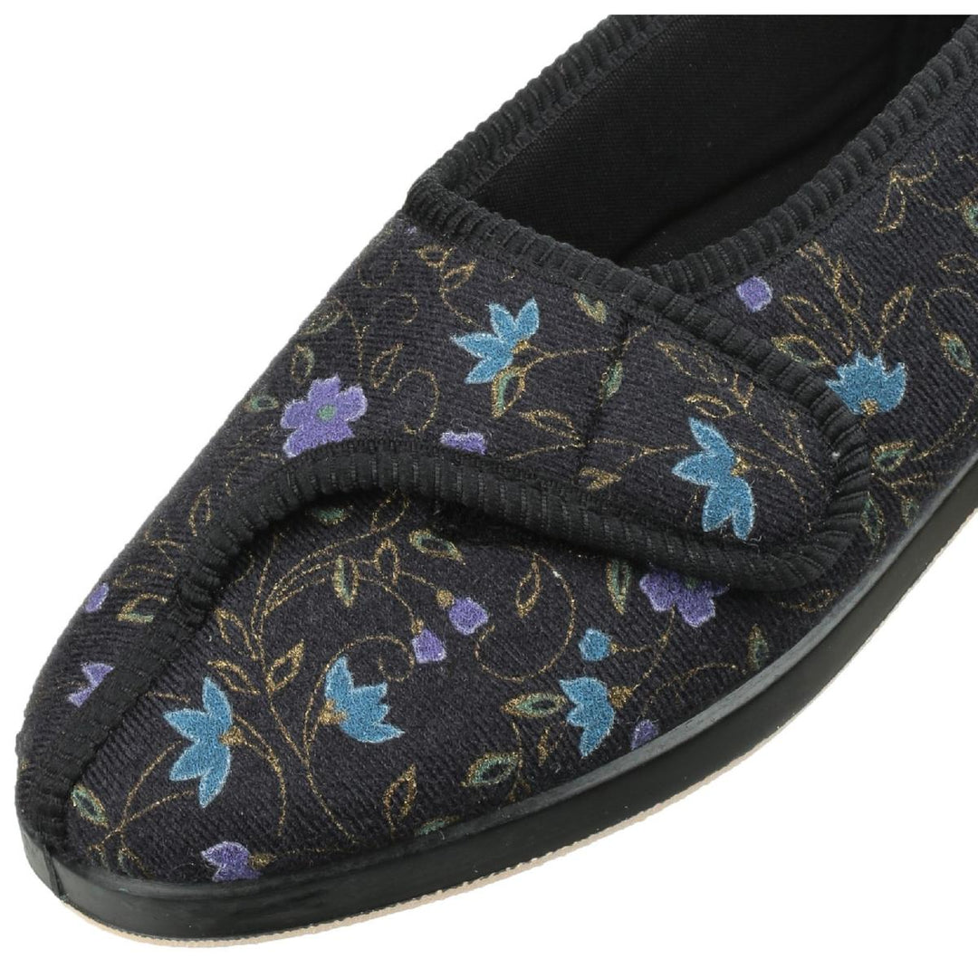 GBS Wilma Ladies Wide Fit Slipper Black