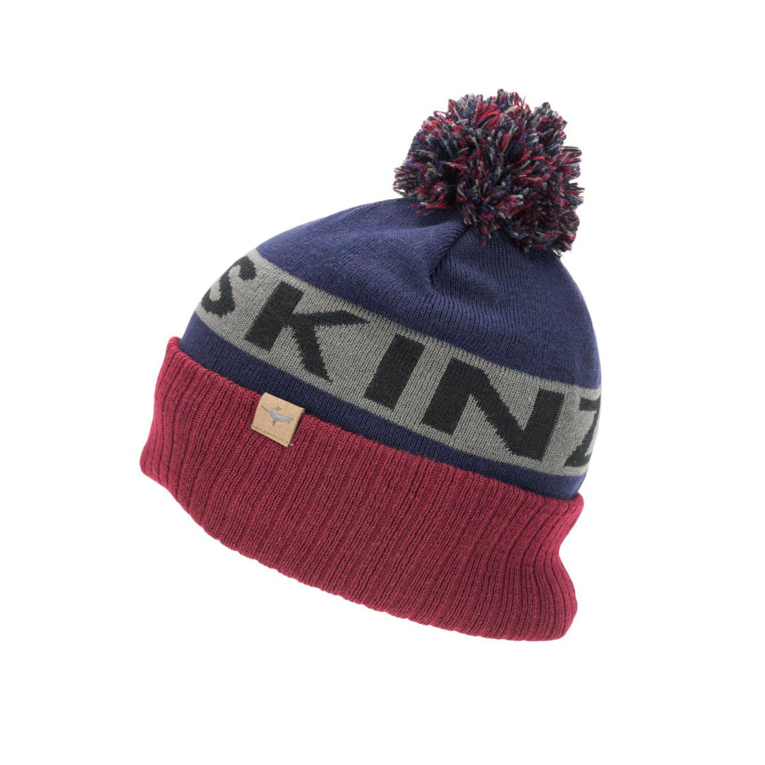 Sealskinz Foulden Water Repellent Cold Weather Bobble Hat Navy Blue/Grey/Red Unisex HAT