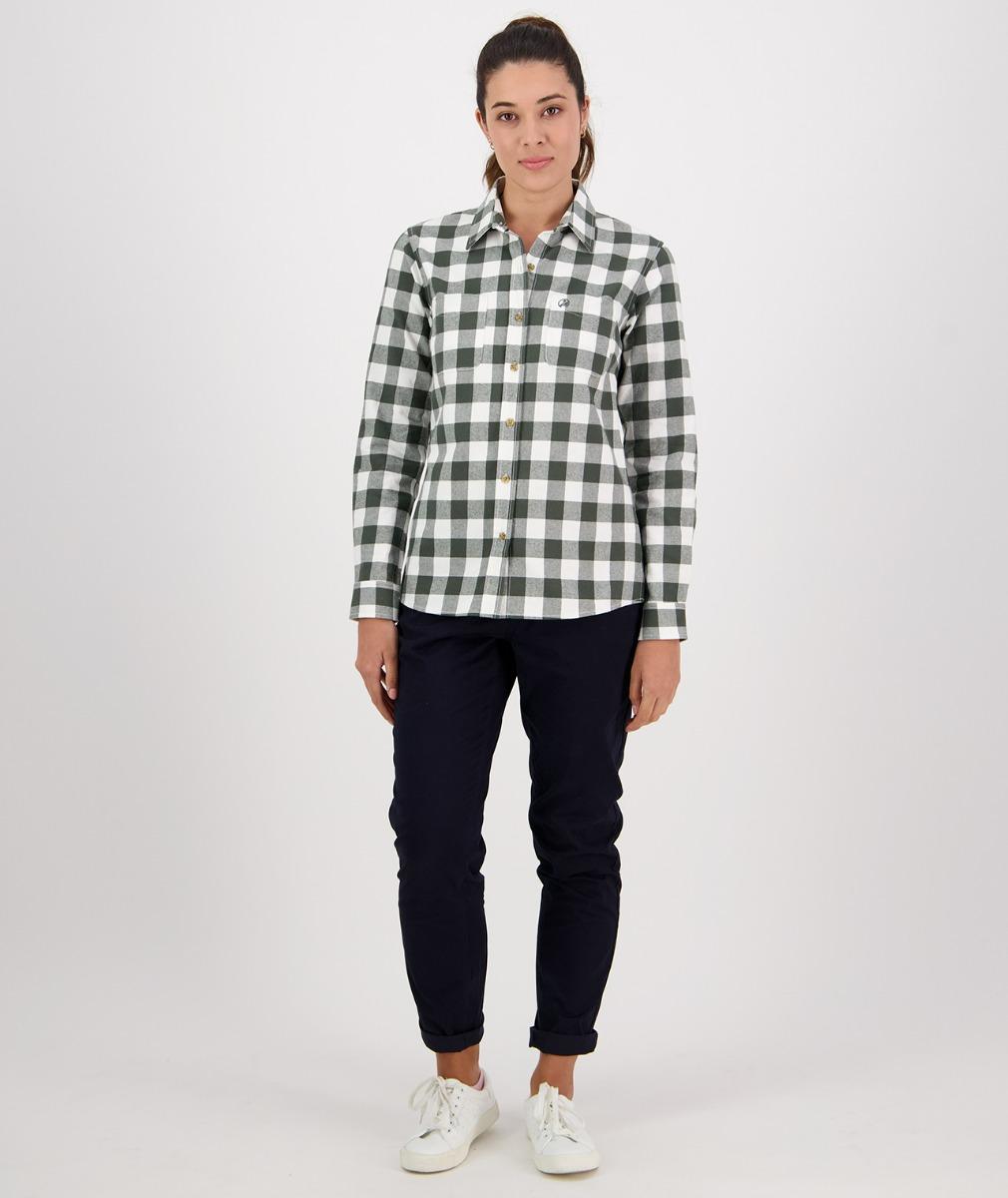 Swanndri Women's Taranaki Tailor Shirt Forest/Off-White Check