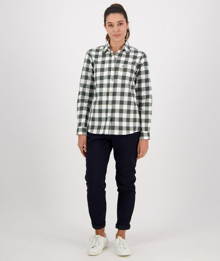 Swanndri Women's Taranaki Tailor Shirt Forest/Off-White Check