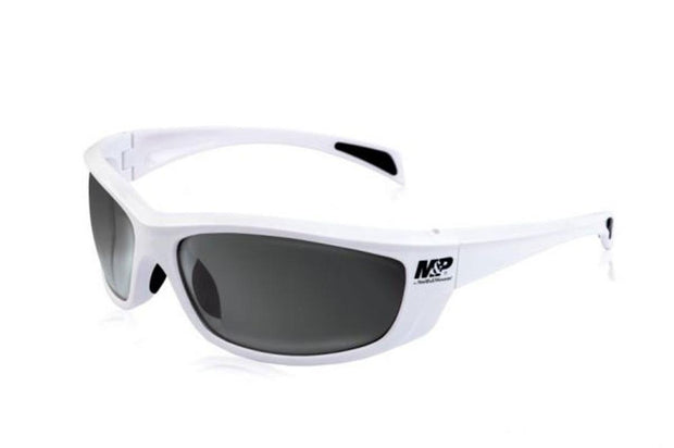 Smith And Wesson Whitehawk Full Frame Shooting Glasses Gloss White Frame Smoke Mirrored Lens