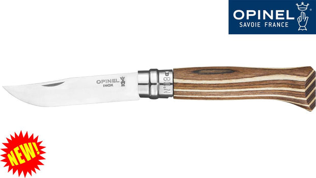Bisley No.8 Laminated Birch Knife Brown by Opinel