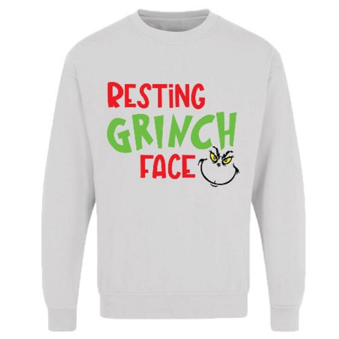 Game Adults Resting Grinch Face Merry Grinchmas Printed Jumper